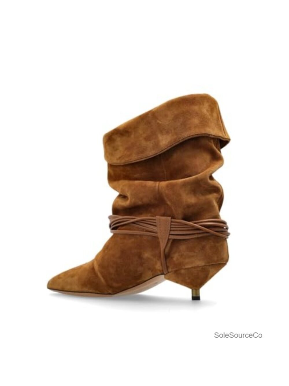 Women's Slouchy Ankle Boots - Pointed Toe Kitten Heels Suede Cowboy Boots - Picture 5 of 6